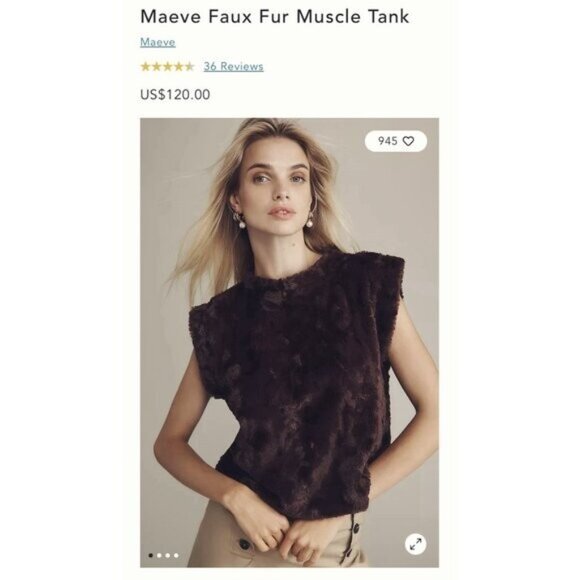 NWT Size S- Anthropologie Maeve faux-fur tee in Chocolate (NWT US$ 120) - Picture 10 of 16